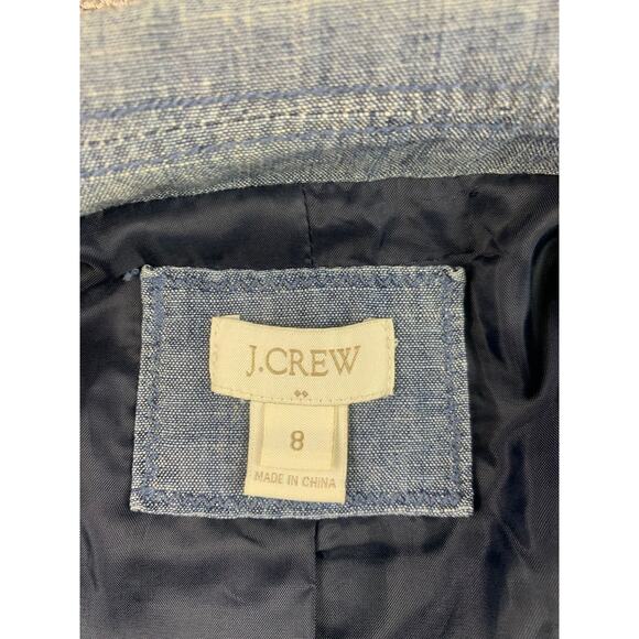 J.Crew Schoolboy Womens Jacket Size 8‎ Blue 100% Cotton Pockets Front Buttons - Picture 4 of 9